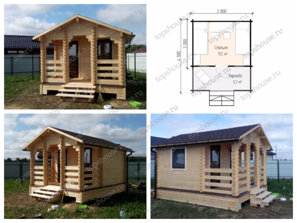 Домик с единственным внутренним помещением 9,5 м².