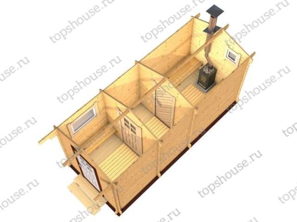 Планировка - Баня 5,3 на 2,3 метра с парной на шестерых, помывочной и раздевалкой