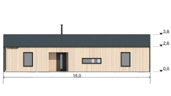 Фасад - Одноэтажный барнхаус 9,2 на 15 с 3 спальными комнатами