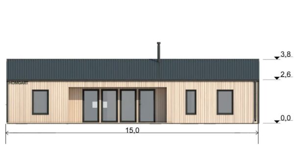 Фасад - Одноэтажный барнхаус 9,2 на 15 с 3 спальными комнатами